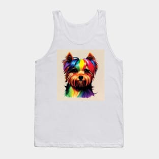 Yorkshire Terrier Dog in Rainbow Colours Tank Top